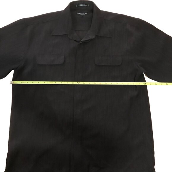 Alfred Sung Men's Black Long-Sleeve Hidden Button-Up Shirt L/G 100% Polyester - Picture 4 of 9